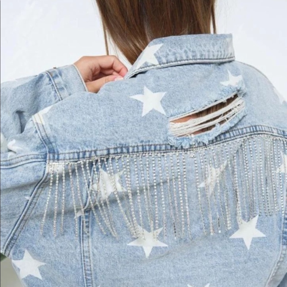 Dallas Rhinestones Denim Jacket with Stars
